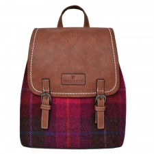 Islander Jura Backpack with Harris Tweed in Fuchsia Tartan