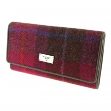 Harris Tweed 'Tiree' Purse In  Deep Pink Check