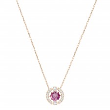 Swarovski Sparkling Dance Round Red Crystal Rose Gold Pendant Necklace