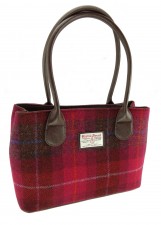 Harris Tweed 'Cassley' Tartan Classic Handbag In Deep Pink