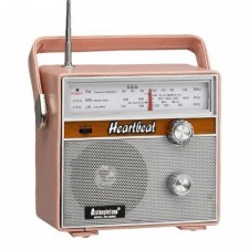 Steepletone Portable Retro Pink Heartbeat 1960's Styled Radio 
