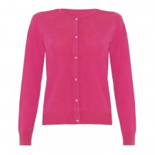 Lona Scott Ladies Crew Neck Cashmere Cardigan in Cerise UK M