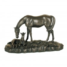 Mare and Foal Small Bronze Figure