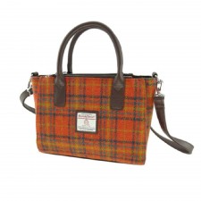 Harris Tweed 'Brora' Small Tote Bag In Deep Orange Check