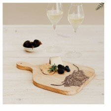 Scottish Made Medium Oak Highland Cow Hanging Paddle