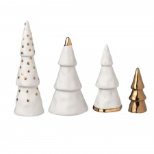 Rader Gifts Small Gold Winter Forest Porcelain Tree Decorations Set of 4