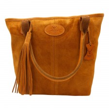 Barrhead Leather 'Sherrie' Deerskin Tote Bag in Camel Suede