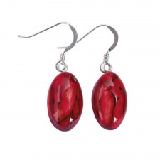 Heathergems Small Oval Heather Sterling Silver Drop Earrings