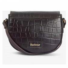 Barbour Eilein Leather Saddle Bag in Black Cherry