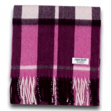 Lona Scott 100% Cashmere Scarf in Cerise Check