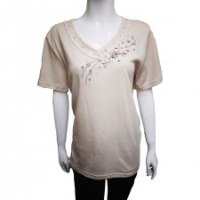 Fay Louise V-Neck Beige Flower T-shirt