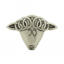 Art Pewter Celtic Interlace Sheep Brooch In A Matt Antique Pewter Finish