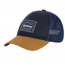 Barbour Bankside Trucker Cap in Navy & Russet