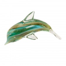 Glass Green Dolphin Figurine 