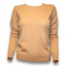 Heritage Ladies Camel Cable Knit Cashmere Jumper