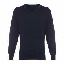 Lona Scott 100% Cashmere Mens V-Neck in Oxford Blue UK L-42