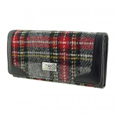 Harris Tweed 'Bute' Purse In Grey and Red Check