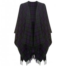 Lona Scott Cashmere Black Watch Tartan Ruana Wrap