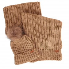 Barbour Saltburn Beanie & Scarf Set in Mink