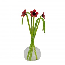 Poppys In A Vase Glass Decoration
