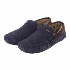 Barbour Mens Monty Slippers in Navy Suede