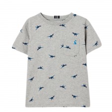Joules Boy's Olly Printed T- Shirt in Grey Dino - 6 Years