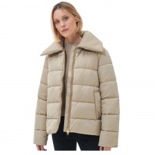 Barbour Ladies Germaine Quilted Jacket in Light Fawn & Ancient Poplar Tartan