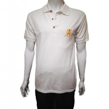 Mens White Rampant Lion Embroidered Polo Shirt