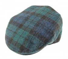 Mens Shetland Wool Black Watch Tartan Cap