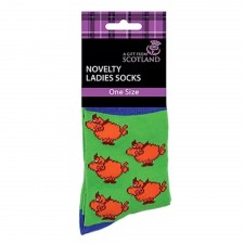 Thistle Products Ladies Highland Cow Socks 4-7