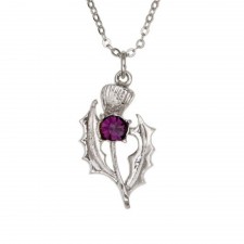 Art Pewter Thistle Inspired Pendant With Amethyst Stone