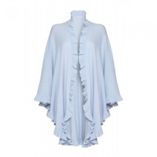 Lona Scott Cashmere Pale Blue Ruffle Edged Cape Wrap