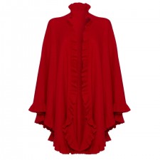 Lona Scott Cashmere Red Ruffle Edged Cape Wrap