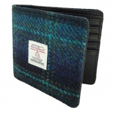 Harris Tweed Mull Tartan Wallet In Turquoise Check