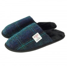 Harris Tweed Slippers in Turquoise Check