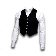 Mens Prince Charlie 5 Button Waistcoat in Black/Silver