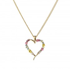 Lila Gold Heart And Flowers Pendant 