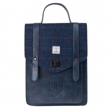 Islander Carloway Laptop Backpack with Harris Tweed in Navy Over-Check