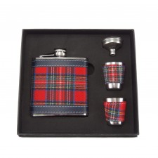 6oz Tartan Hip Flask Gift Set