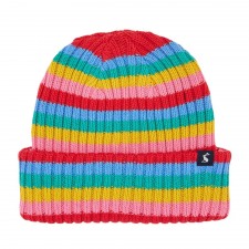Joules Girls Hedley Reversible Beanie Hat In Multi Stripe