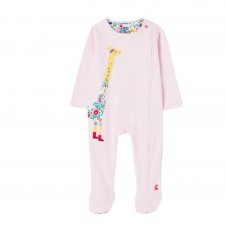 Joules Baby Zippy Artwork Cotton Babygrow in Giraffe Pink 3-18 Months