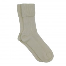Gretna Green Ladies White Ribbed Cashmere Socks