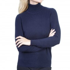 Lona Scott Ladies Roll Neck Cashmere Jumper in Navy