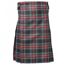 Mens Black Stewart Tartan 8 Yard Kilt