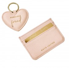Katie Loxton Heart Keyring & Card Holder Set "Fabulous Friend" in Pink