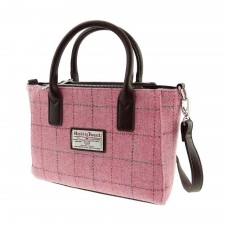 Harris Tweed 'Brora' Small Tote Bag In Bright Pink Overcheck