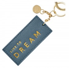 Katie Loxton Chain Keyring "Live To Dream" in Light Navy