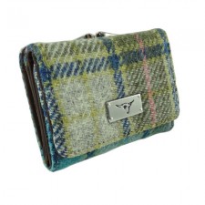 Harris Tweed Unst Small Purse in Turquoise Tartan