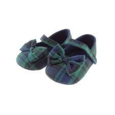 Black Watch Tartan Girls Shoe with Bow