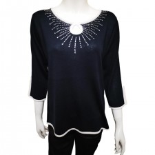 Fay Louise Ladies Diamonte Jumper in Navy